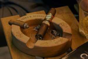 burnt Maduri cigars on ashtray